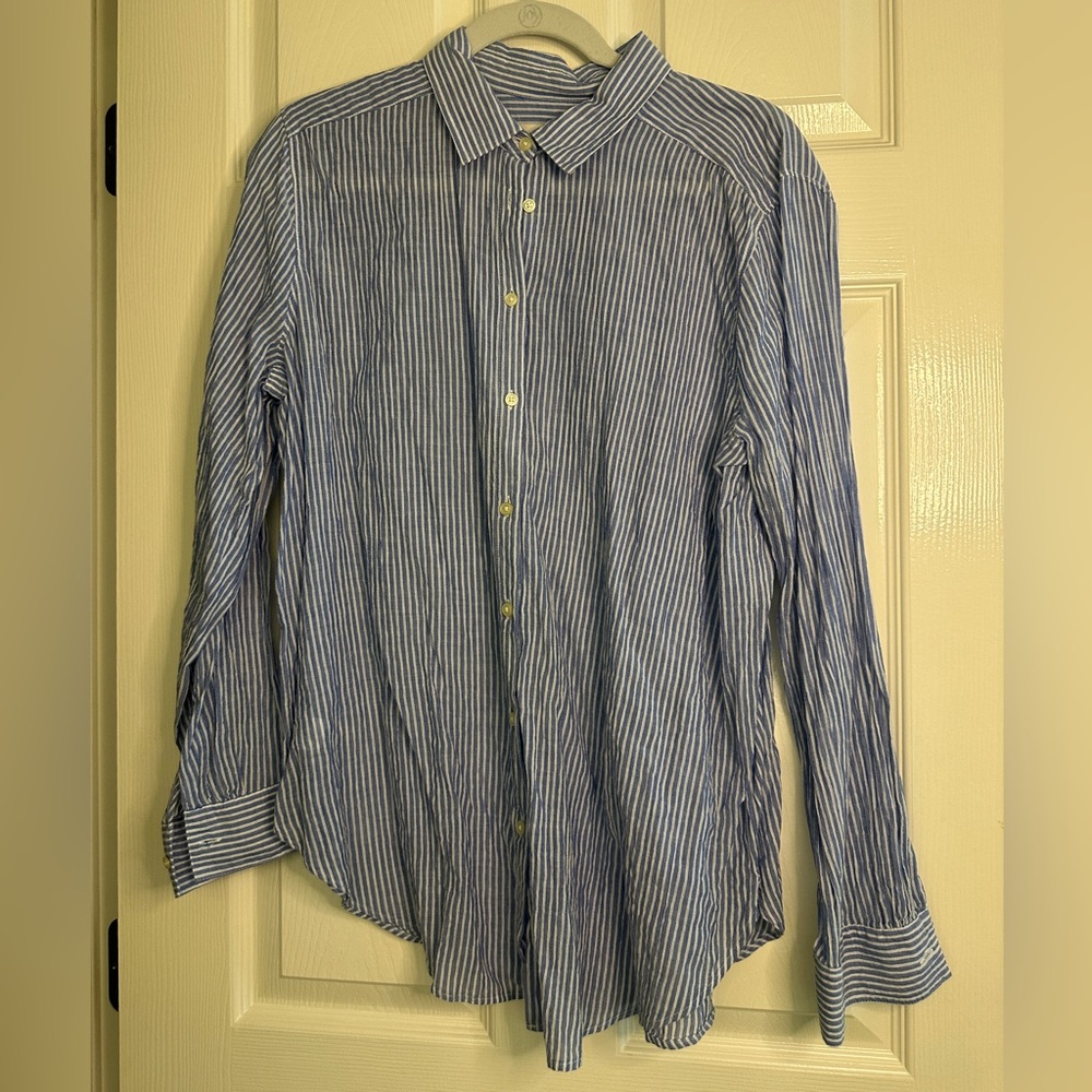 Blue Striped Women’s Button Down Shirt